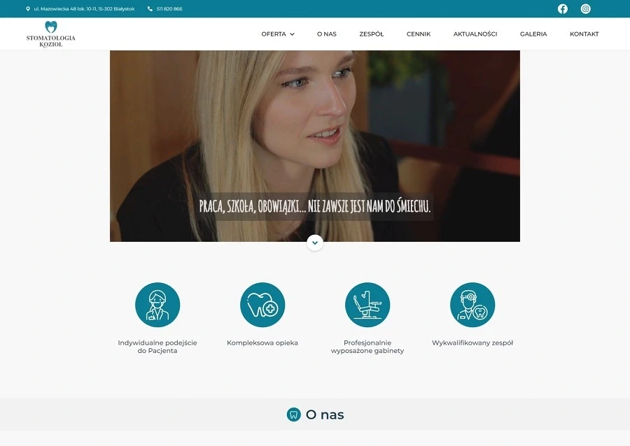 Realizacja strony internetowej stomatologia Kozioł